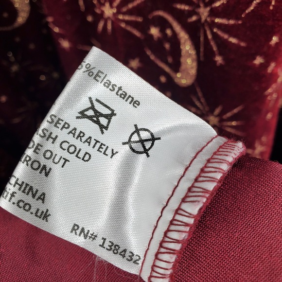 Collectif Modcloth Burgundy Velvet Whimsigoth Witch Celestial Midi Dress Size 22 - Picture 6 of 7